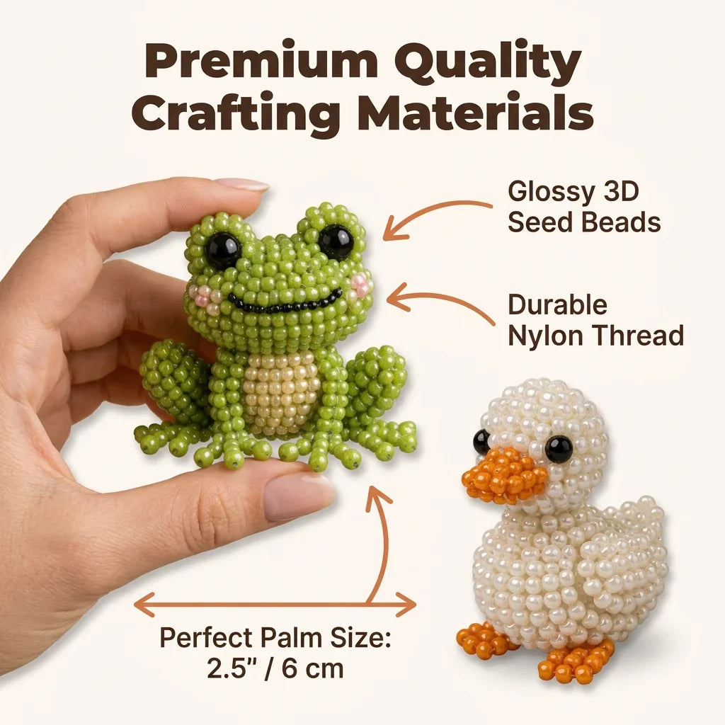 3D Bead Animal Craft Kit | Complete Beginner Kit with Tools &amp; Guide | Detailed Handmade Animal Figures for Home Décor Display
