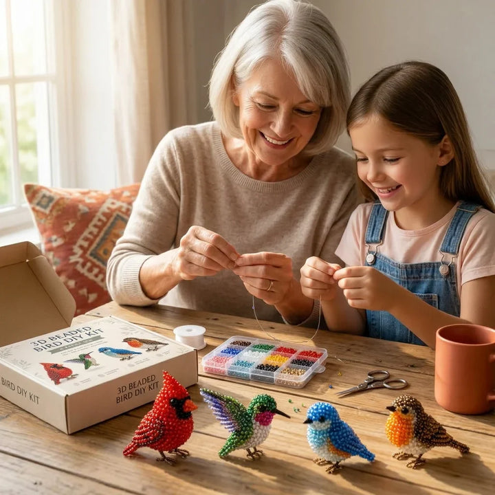3D Bead Animal Craft Kit | Complete Beginner Kit with Tools &amp; Guide | Detailed Handmade Animal Figures for Home Décor Display