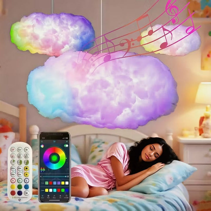 3D Cloud Night Light Colour Changing USB Powered Remote with Music Sync