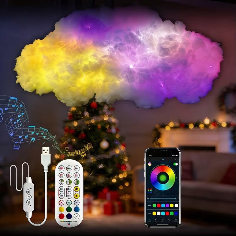 3D Cloud Night Light Colour Changing USB Powered Remote with Music Sync