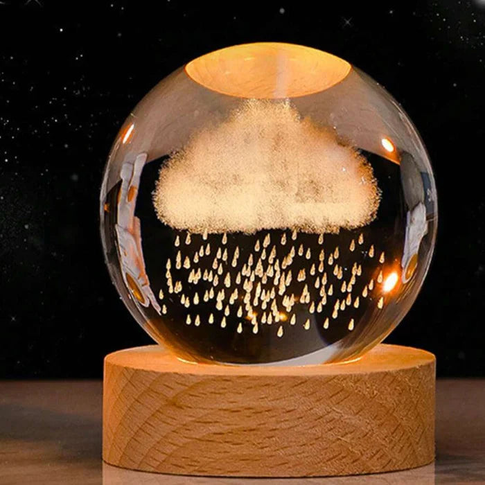 3D Engraved Crystal Ball Lamp | LED Moon Night Light