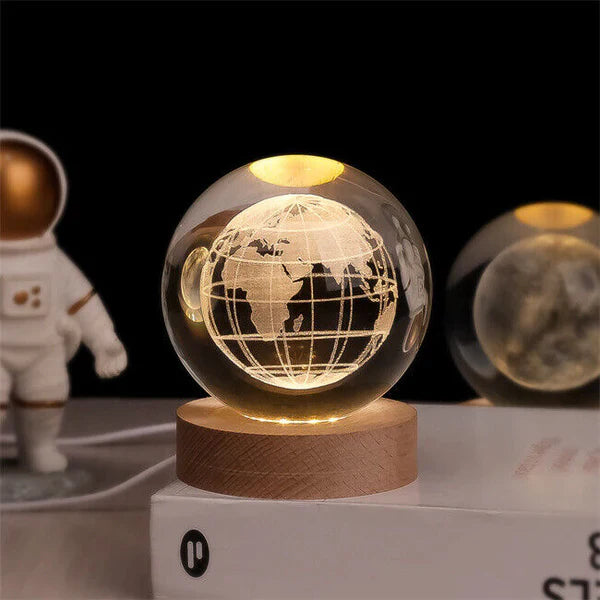 3D Engraved Crystal Ball Lamp | LED Moon Night Light