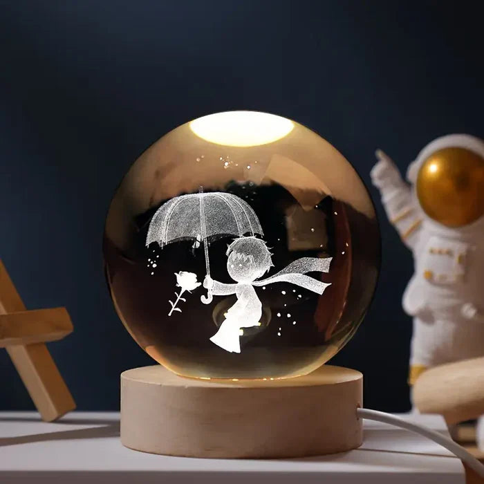 3D Engraved Crystal Ball Lamp | LED Moon Night Light