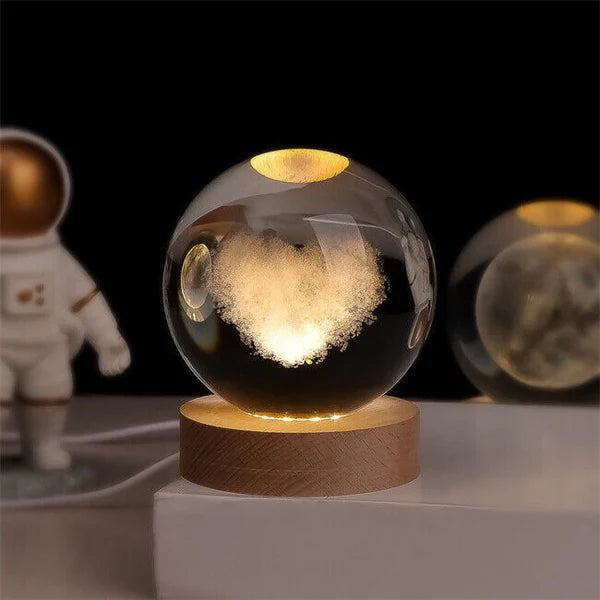 3D Engraved Crystal Ball Lamp | LED Moon Night Light