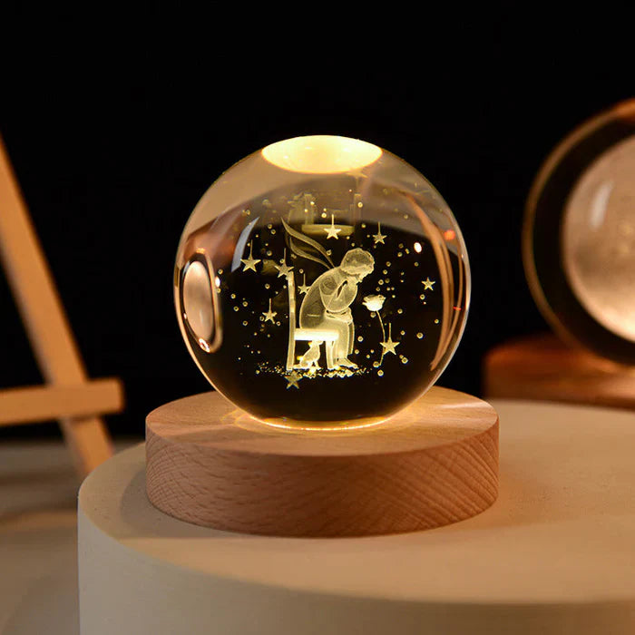 3D Engraved Crystal Ball Lamp | LED Moon Night Light