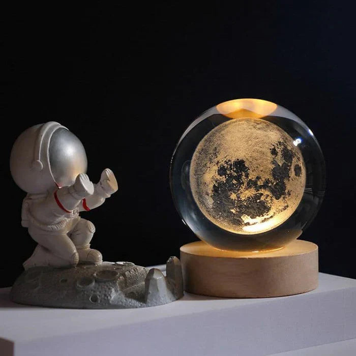 3D Engraved Crystal Ball Lamp | LED Moon Night Light