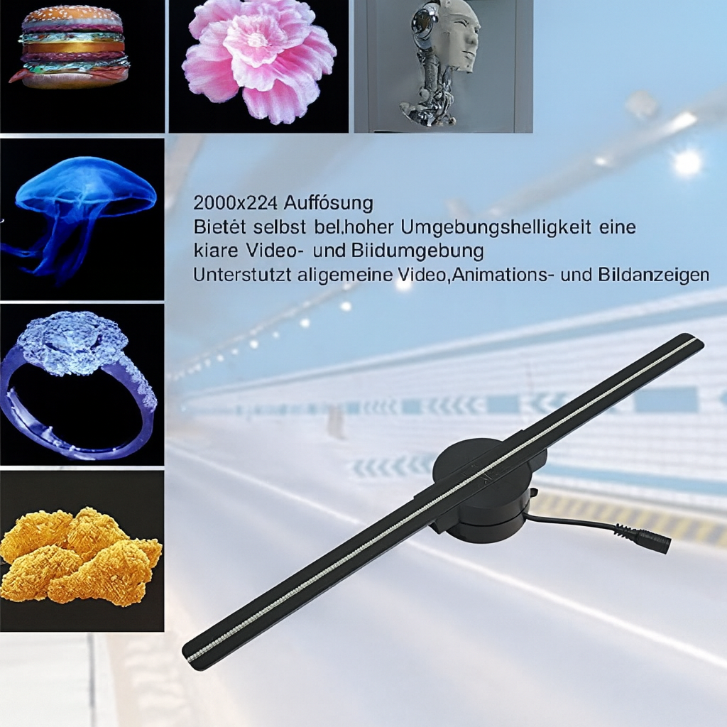 3D Hologram LED Fan Projector | 224 LED Beads for Sharp Holographic Effects | Wi-Fi App Control &amp; Wall or Tripod Mount