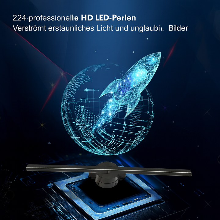 3D Hologram LED Fan Projector | 224 LED Beads for Sharp Holographic Effects | Wi-Fi App Control &amp; Wall or Tripod Mount