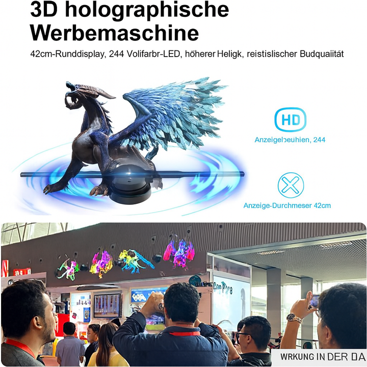 3D Hologram LED Fan Projector | 224 LED Beads for Sharp Holographic Effects | Wi-Fi App Control &amp; Wall or Tripod Mount