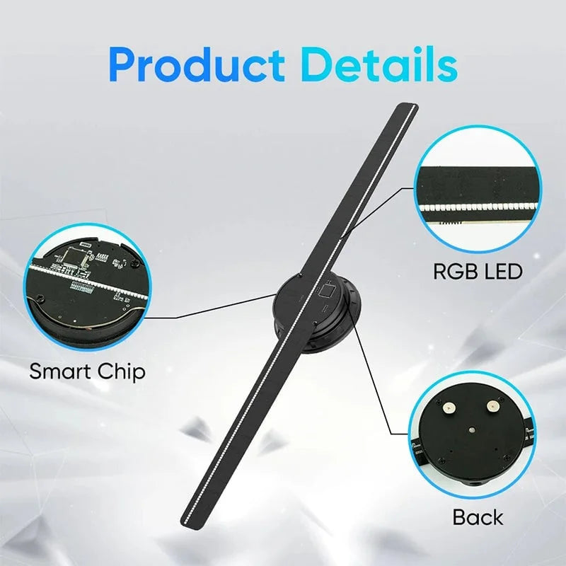 3D Hologram LED Fan Projector Adjustable Brightness Multi-Sync