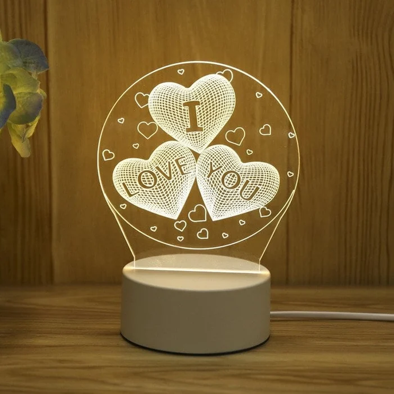 3D LED Night Lamp | Etched Panel With Three Light Tones