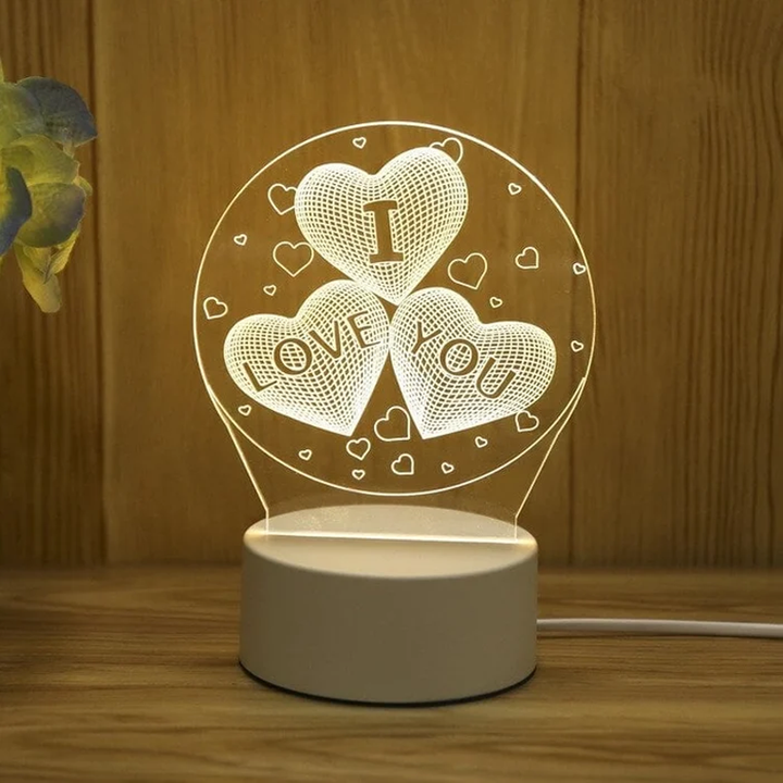 3D LED Night Lamp | Etched Panel With Three Light Tones