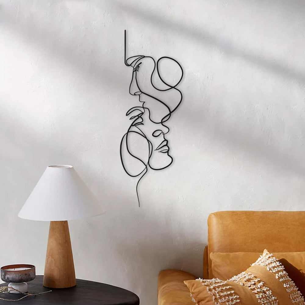 3D Metal Wall Art Abstract Minimalist Modern Iron with Fine Line Design
