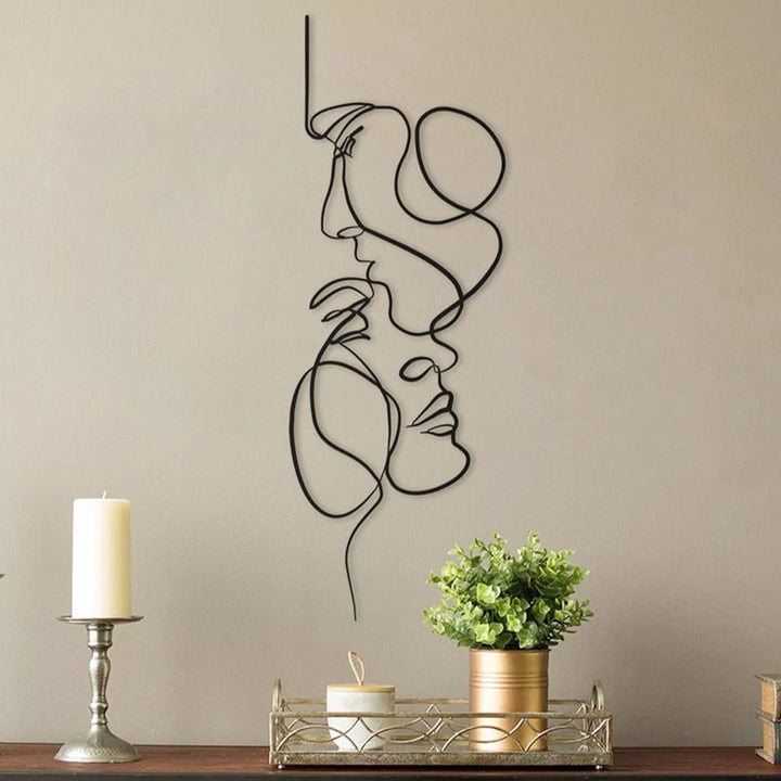 3D Metal Wall Art Abstract Minimalist Modern Iron with Fine Line Design
