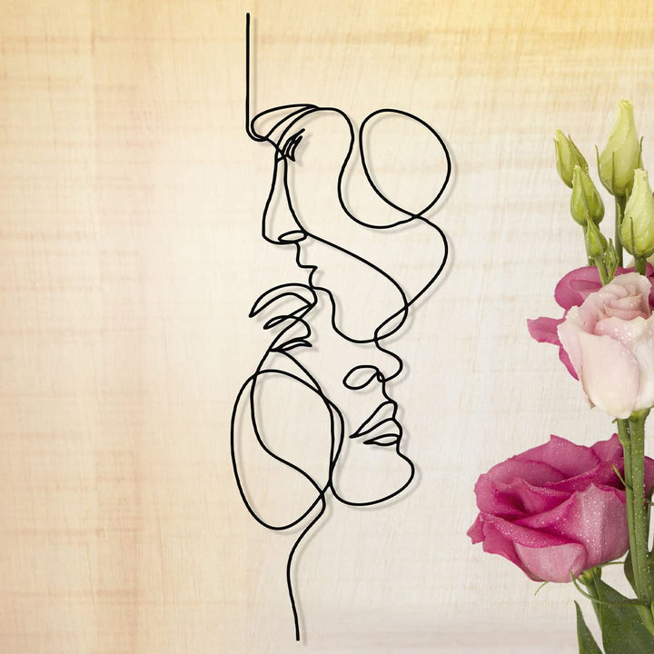 3D Metal Wall Art Abstract Minimalist Modern Iron with Fine Line Design