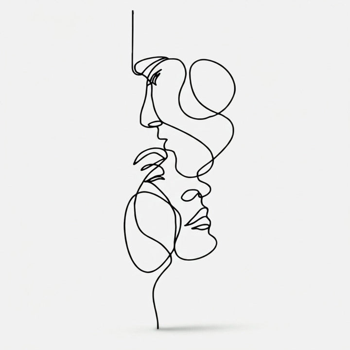 3D Metal Wall Art Abstract Minimalist Modern Iron with Fine Line Design