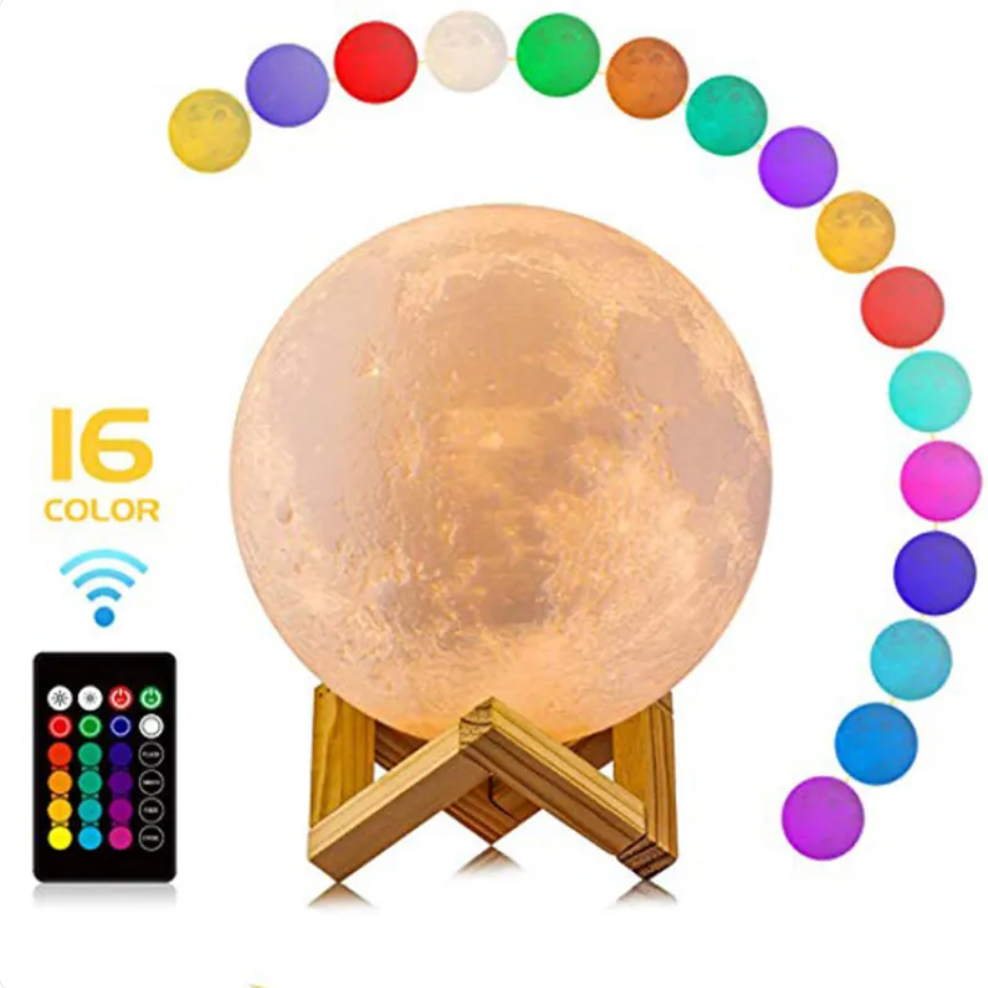3D Moon Lamp LED Colour Changing Touch Rechargeable with Remote Control