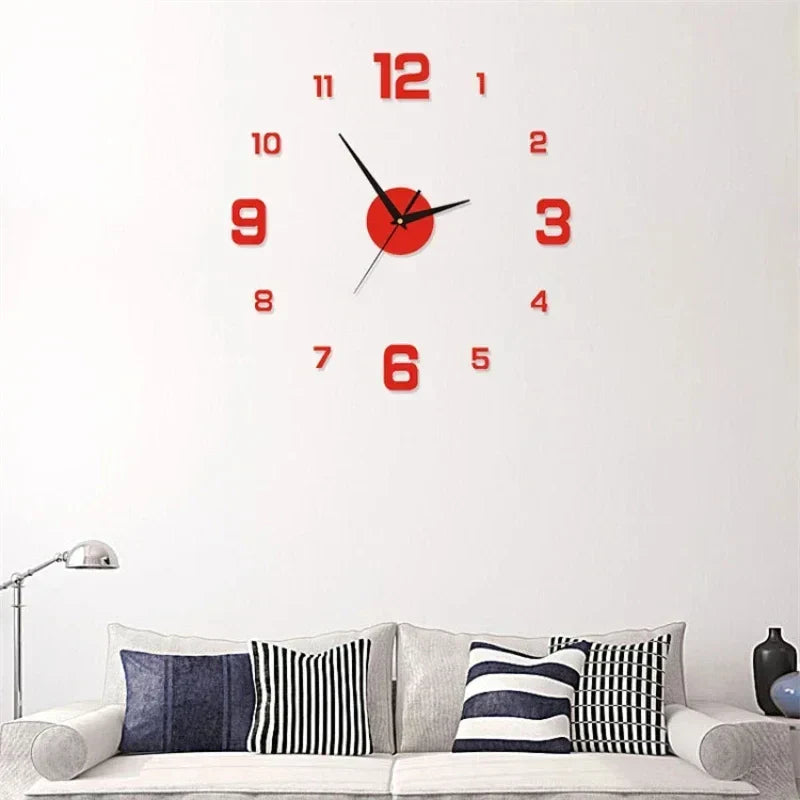 3D Wall Clock Acrylic | Frameless DIY Design with Adhesive Numerals | Silent Mechanism with Glow-in-the-Dark Option