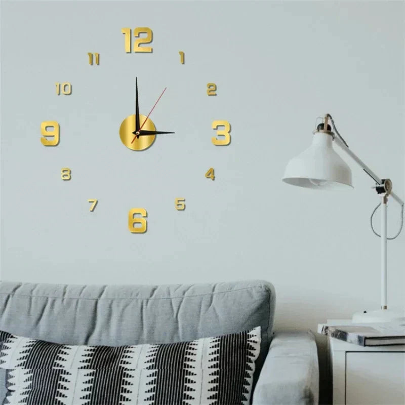 3D Wall Clock Acrylic | Frameless DIY Design with Adhesive Numerals | Silent Mechanism with Glow-in-the-Dark Option