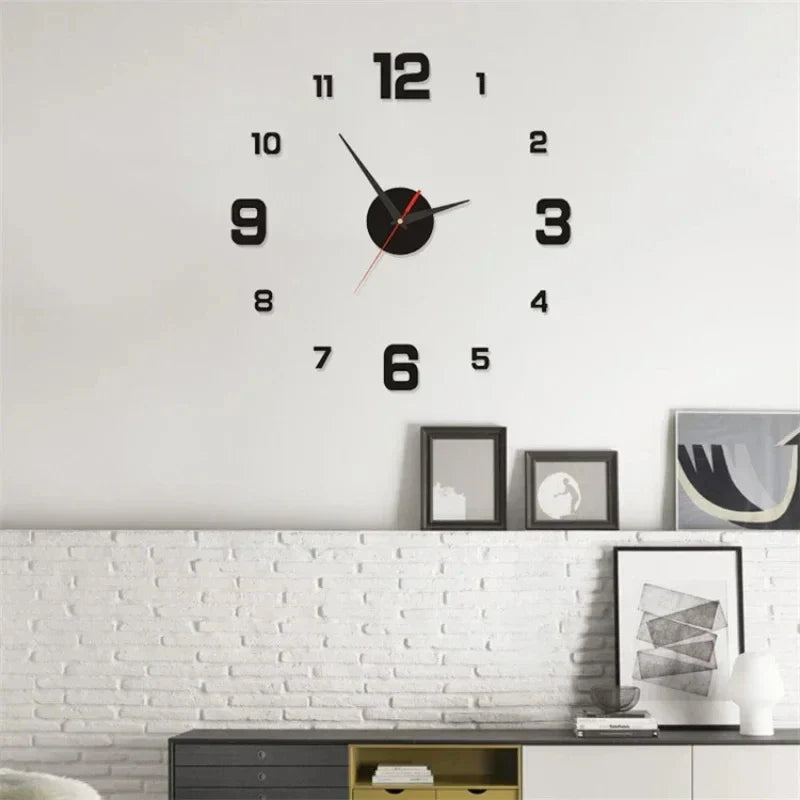 3D Wall Clock Acrylic | Frameless DIY Design with Adhesive Numerals | Silent Mechanism with Glow-in-the-Dark Option