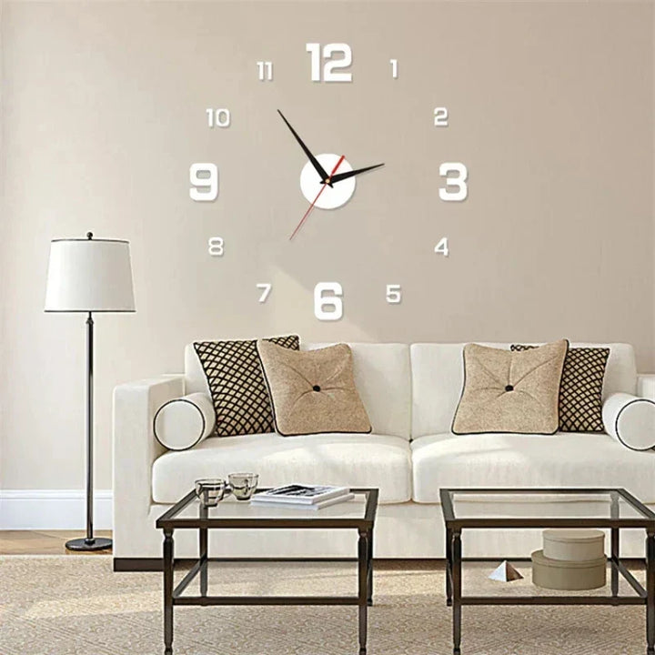 3D Wall Clock Acrylic | Frameless DIY Design with Adhesive Numerals | Silent Mechanism with Glow-in-the-Dark Option