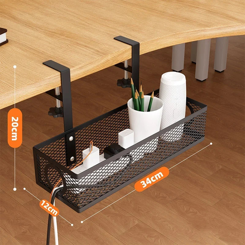 No-Drill Under-Desk Cable Management Tray Mesh Clamp Mount 10