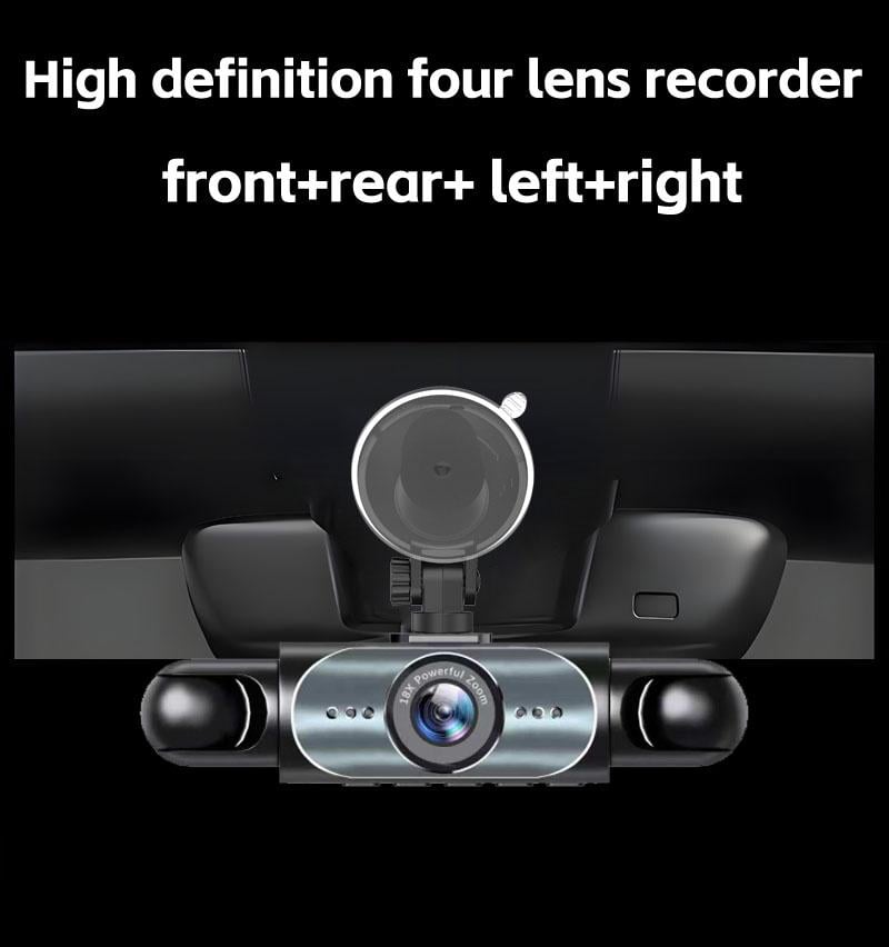 4-Channel Dashboard Camera 1080p | Front, Rear, Left and Right Views | Night Vision, G-Sensor &amp; 64GB SD Card Included