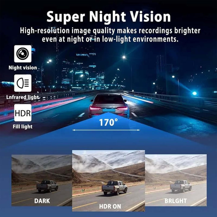 4-Channel Dashboard Camera 1080p | Front, Rear, Left and Right Views | Night Vision, G-Sensor &amp; 64GB SD Card Included