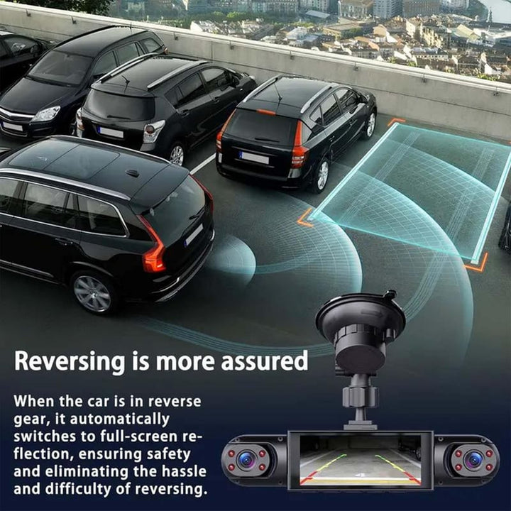 4-Channel Dashboard Camera 1080p | Front, Rear, Left and Right Views | Night Vision, G-Sensor &amp; 64GB SD Card Included