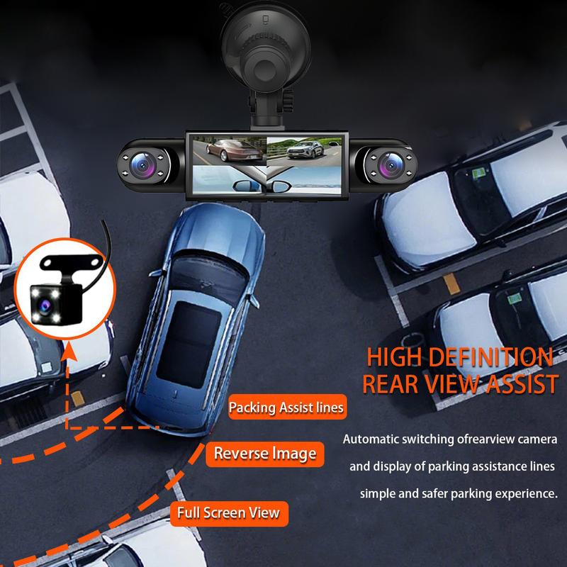 4-Channel Dashboard Camera 1080p | Front, Rear, Left and Right Views | Night Vision, G-Sensor &amp; 64GB SD Card Included
