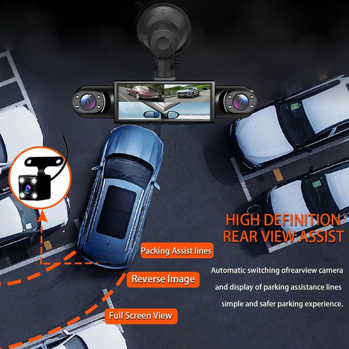 4-Channel Dashboard Camera 1080p | Front, Rear, Left and Right Views | Night Vision, G-Sensor &amp; 64GB SD Card Included