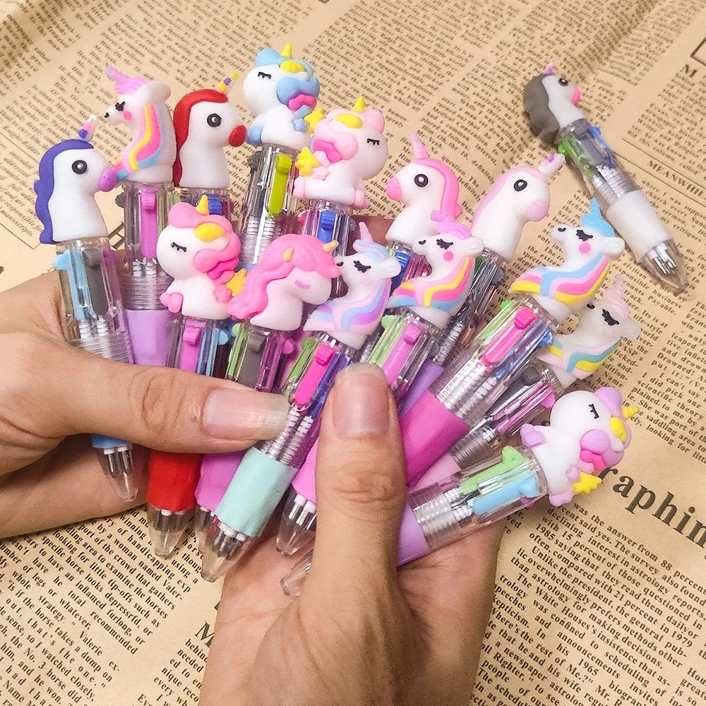 4-in-1 Ballpoint Pen Set Unicorn Compact Lightweight with 4 Ink Colours
