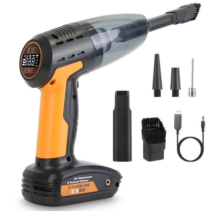 4-in-1 Cordless Car Vacuum &amp; Tyre Inflator | 9000Pa | 120W | 6000mAh | LED Light | Auto Shut-Off