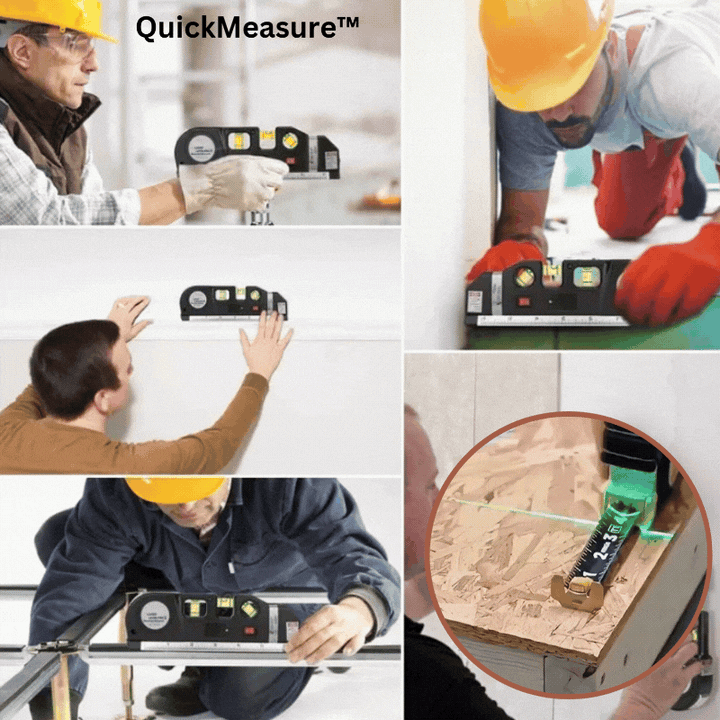 4-in-1 Laser Measuring Tool ABS Plastic | Black | Tape Measure, Triple Level &amp; Laser Beam for Precise Alignment