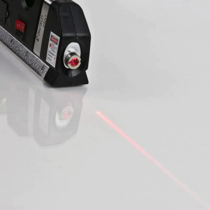 4-in-1 Laser Measuring Tool ABS Plastic | Black | Tape Measure, Triple Level &amp; Laser Beam for Precise Alignment
