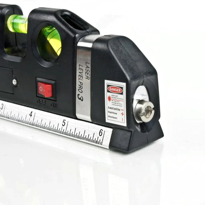 4-in-1 Laser Measuring Tool ABS Plastic | Black | Tape Measure, Triple Level &amp; Laser Beam for Precise Alignment