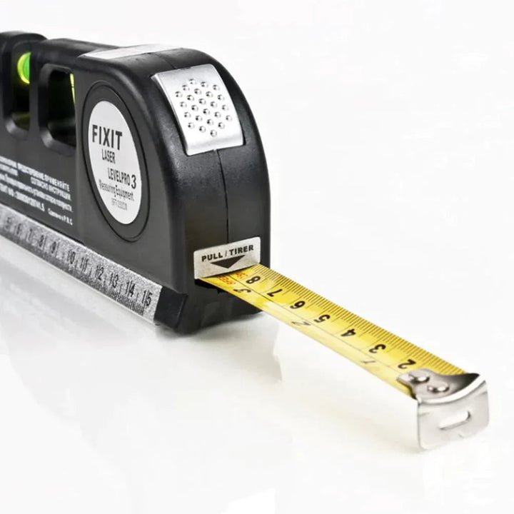 4-in-1 Laser Measuring Tool ABS Plastic | Black | Tape Measure, Triple Level &amp; Laser Beam for Precise Alignment