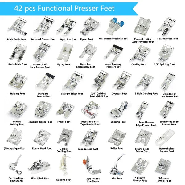 42 Piece Presser Foot Set Low Shank Sewing Machine Feet