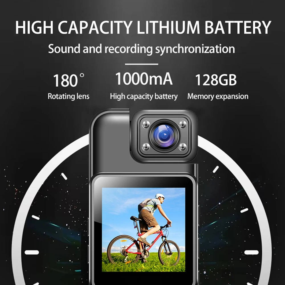 4K Ultra HD Mini Body Camera | WiFi Live View, 180° Rotating Lens | Night Vision, Loop Recording, 8-Hour Battery