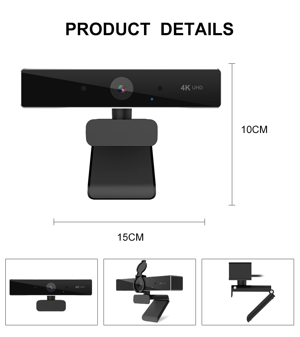 4K Ultra HD Webcam with Autofocus | 8MP CMOS Sensor, 7-Layer Lens | 1080P 50fps Streaming, Built-in Mic, USB 2.0
