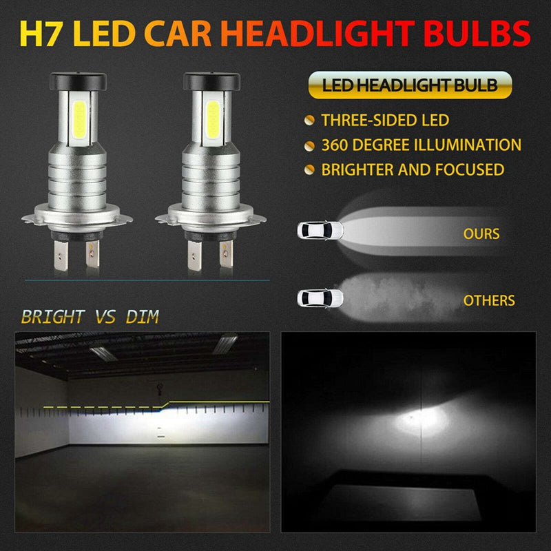 4x H7 LED Headlight Bulb Kit 30000LM Waterproof 6000K