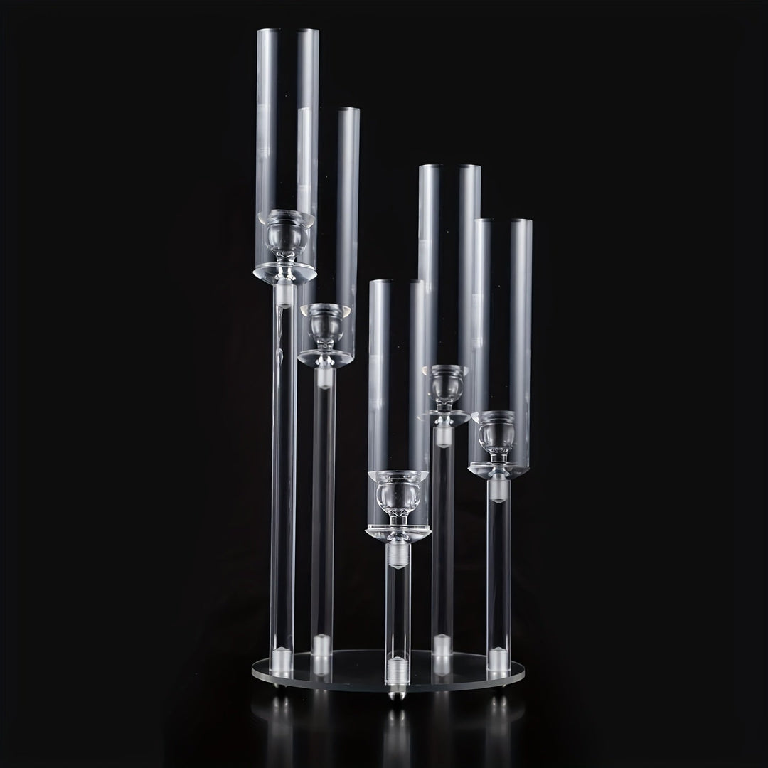 5-Arm Candle Holder Acrylic | Crystal-Like Design for Wax or LED Candles | Shatter-Resistant Indoor &amp; Outdoor Accent