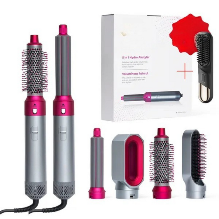 5-in-1 Hot Air Styling Brush | 5 Interchangeable Attachments | Dries, Smooths, Curls &amp; Adds Volume to All Hair Types