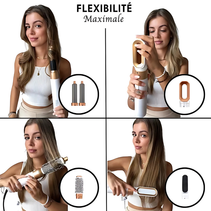 5-in-1 Hot Air Styling Brush | 5 Interchangeable Attachments | Dries, Smooths, Curls &amp; Adds Volume to All Hair Types