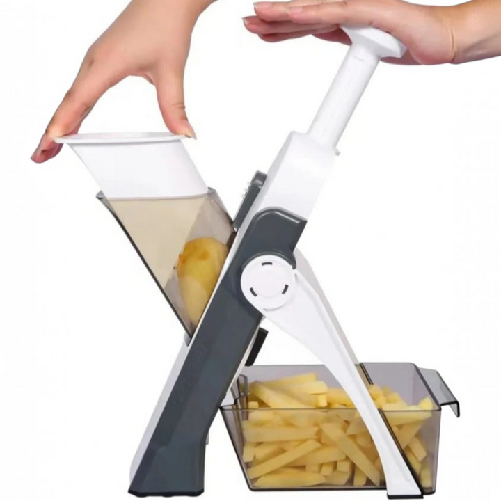 5 in 1 Vegetable Slicer | Interchangeable Blades with Collecting Tray | Protective Hand Guard for Safe Slicing