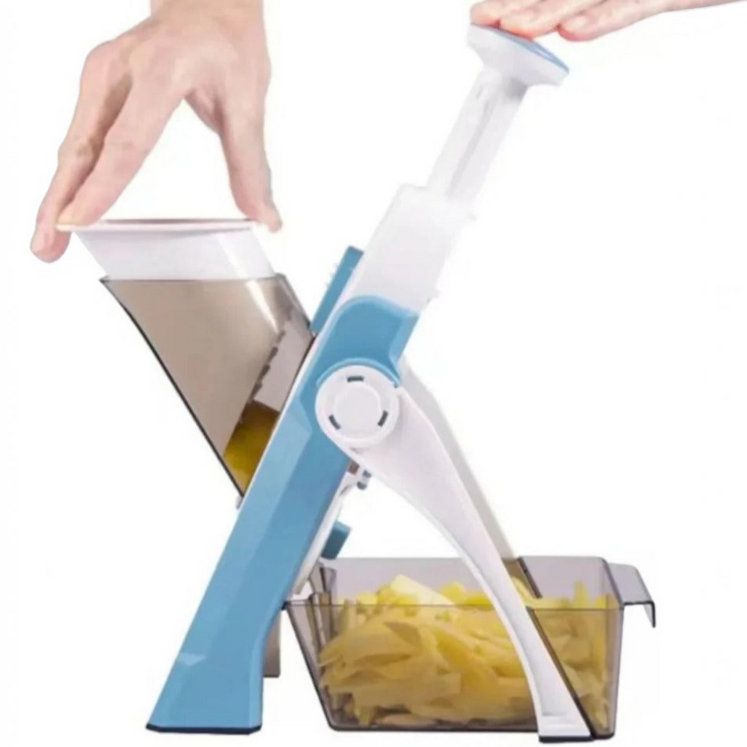 5 in 1 Vegetable Slicer | Interchangeable Blades with Collecting Tray | Protective Hand Guard for Safe Slicing