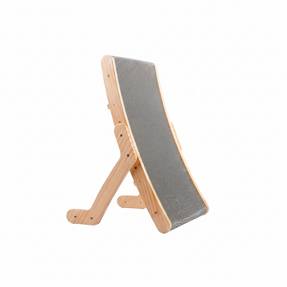 Curved Cat Scratcher Wood Frame | Ergonomic Lounge & Scratching Board | Replaceable Pad Protects Furniture & Reduces Clawing 2