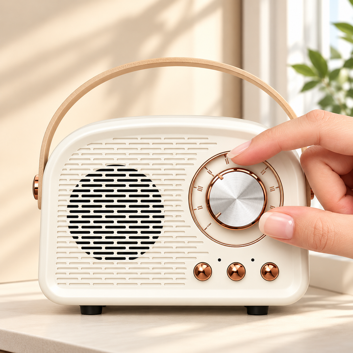 Retro Bluetooth Speaker FM Radio Rechargeable Carry Handle 8