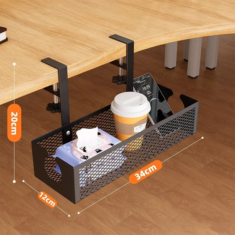 No-Drill Under-Desk Cable Management Tray Mesh Clamp Mount 12