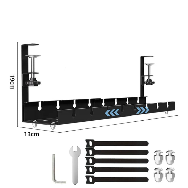 No-Drill Under-Desk Cable Management Tray Mesh Clamp Mount 9
